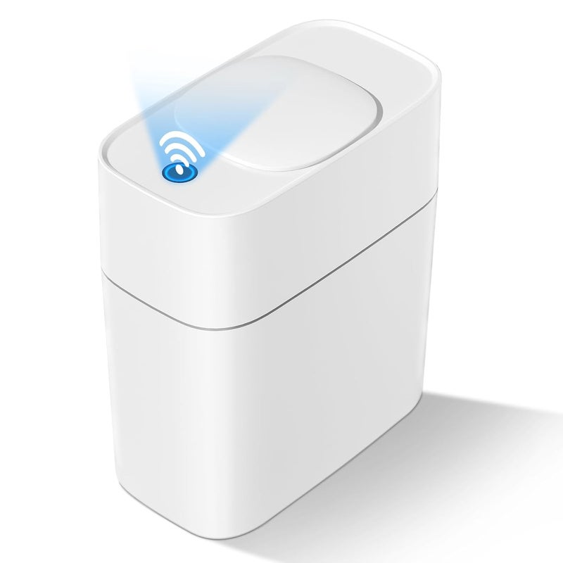 MOPALL Automatic Motion Sensor Bathroom Trash Can with Lid, 3 Gal Touchless Trash Can Auto-Adsorption Garbage Can, Slim Smart Trash Bin Waterproof Waste Basket for Bedroom, Kitchen, Office, Toilet, RV - Image 1